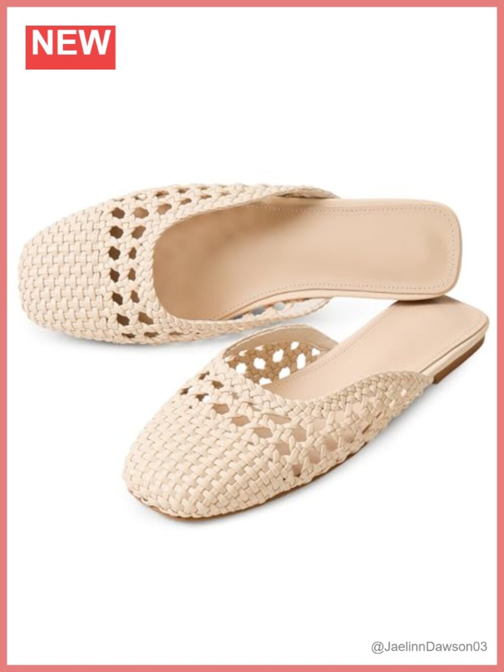 Woven Mules for Women Faux Leather Square Toe Slip On Flats Slides